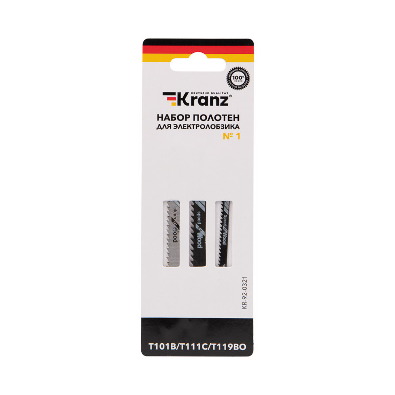 Набор полотен для электролобзика № 1 T101B/T111C/T119BO (3 шт./уп.) Kranz Набор полотен для электролобзика № 1 T101B/T111C/T119BO (3 шт./уп.) Kranz